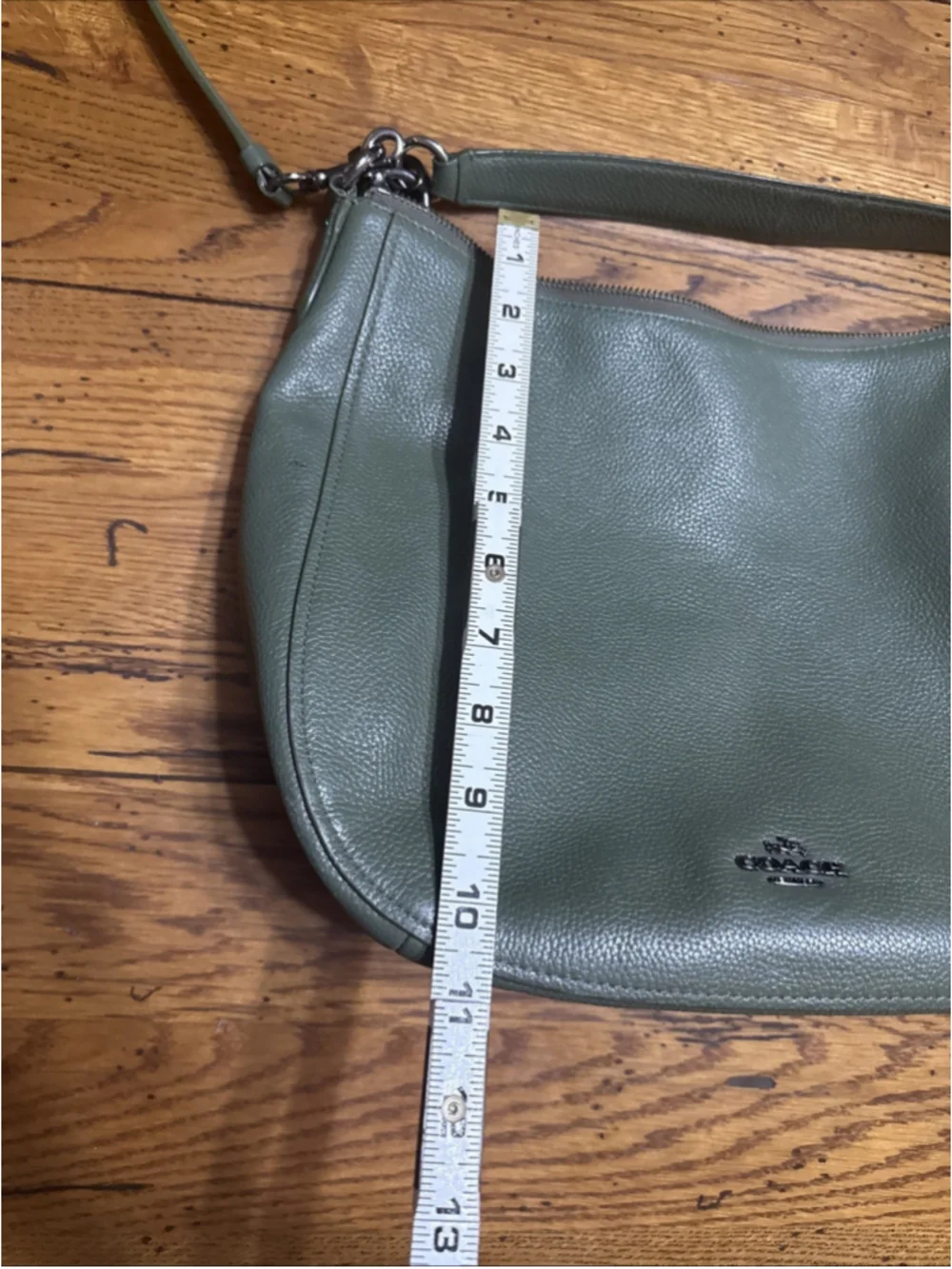 COACH Elle Hobo MILITARY GREEN Zipper Pocket W/ Crossbody Strap
